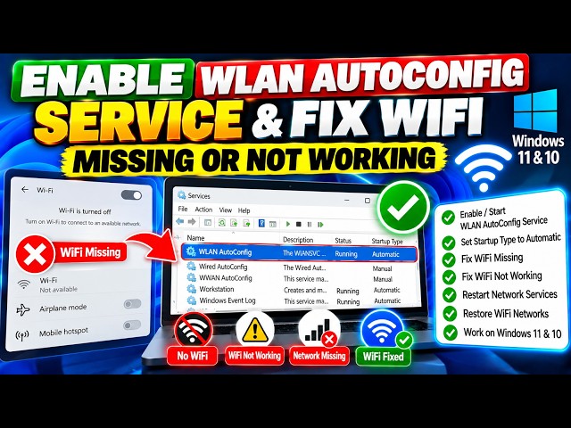How to Enable WLAN AutoConfig Service & Fix WiFi Missing or Not Working in Windows 11 & 10