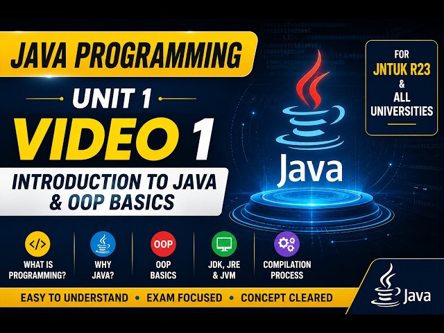 Introduction to Java & OOP Basics | Java Programming Unit 1 | JNTUK R23 | Semester Exam Preparation