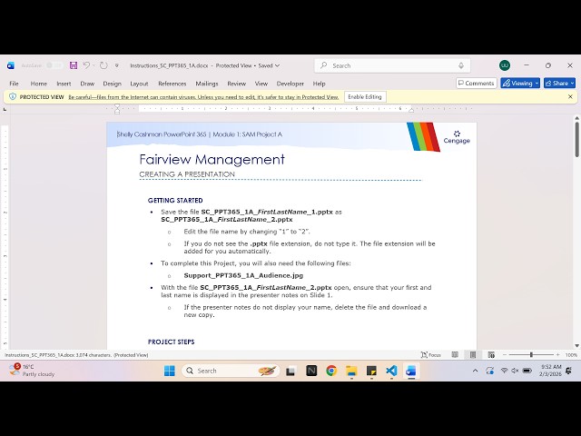 Shelly Cashman PowerPoint 365 | Module 1: SAM Project A Fairview Management
