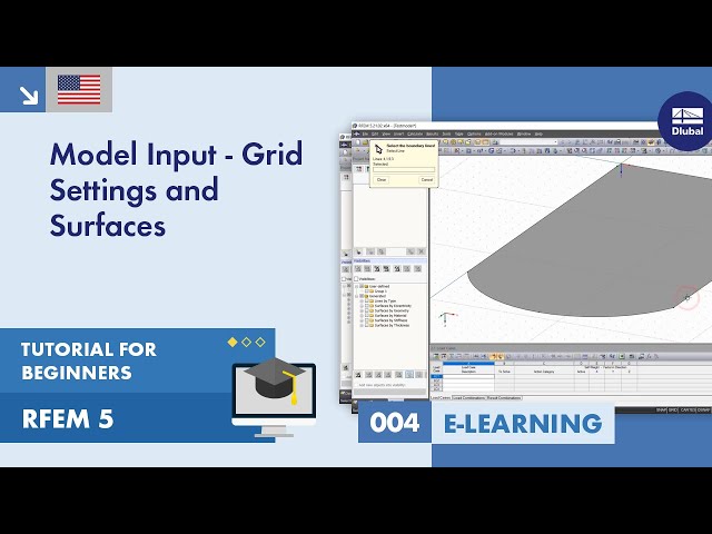 RFEM 5 Tutorial for Beginners | 004 Model Input - Grid Settings and Surfaces