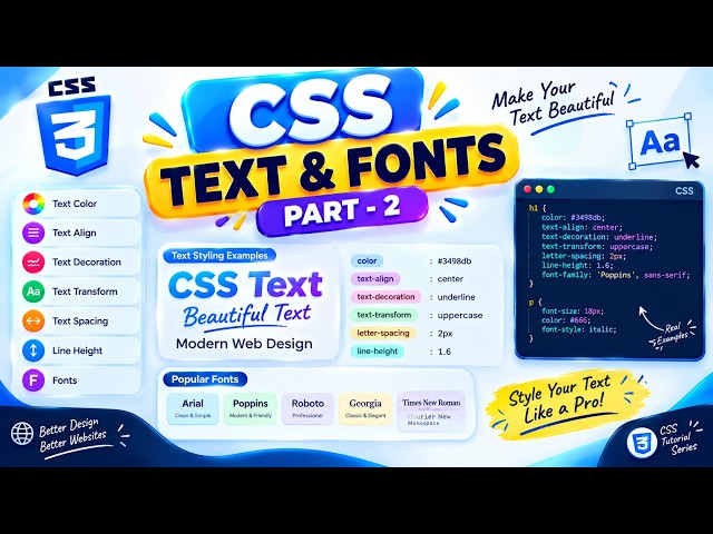 📝🎨 **CSS TEXT & FONTS | Complete Tutorial for Beginners | Learn CSS with Practical Examples**