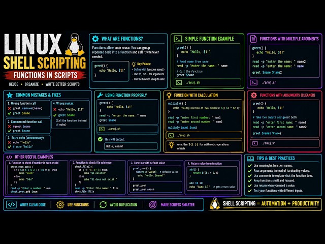 Linux Shell Scripting Functions | Arguments, Reuse & Practical Examples