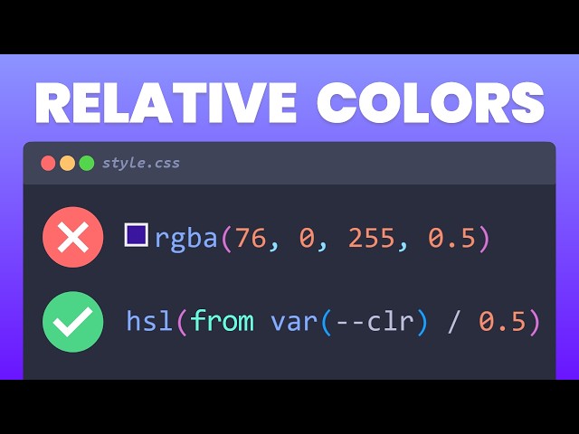 How to Create RELATIVE Colors with hsl(from...) CSS Tutorial