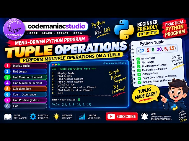 Python Menu-Driven Program for Tuple Operations | Python Tutorial