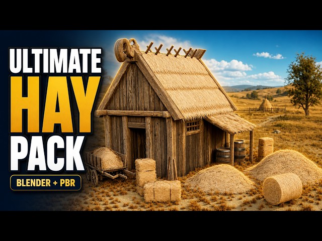 Blender Hay Shader Pack – Bales, Piles & Thatch | 50% Off