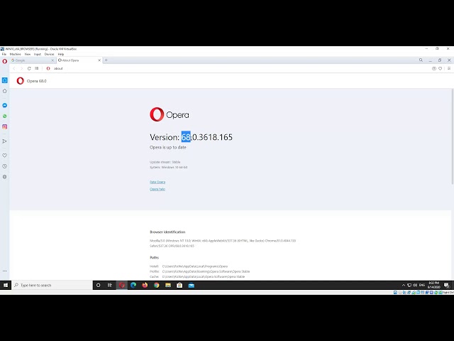 Check Opera browser version