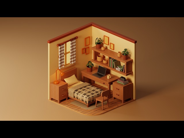 Modelling a Cozy Isometric Bedroom In Blender