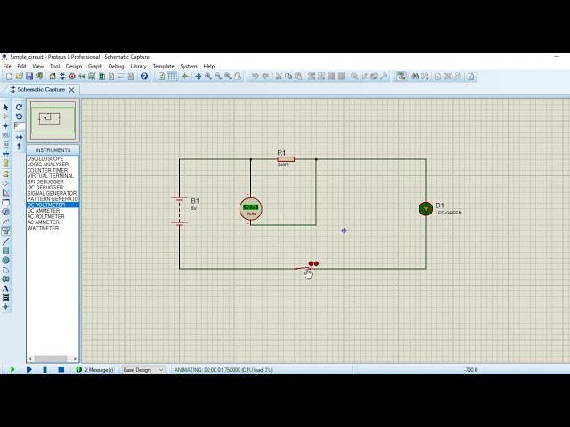 Simple circuit simulation with Proteus 01