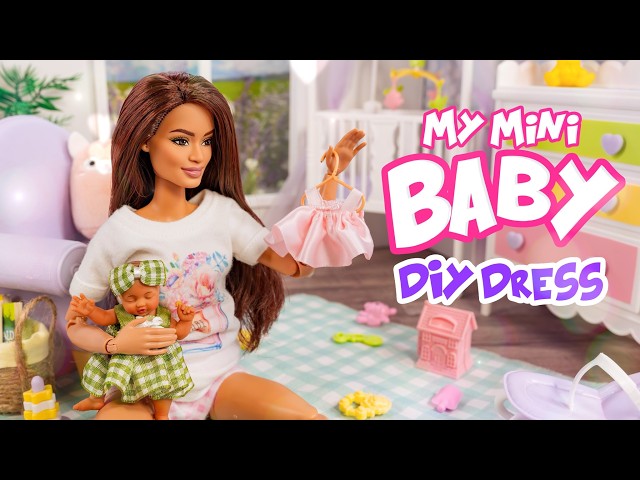 DIY Mini Baby Clothes | My Mini Baby Series 2 | How to Make Mini Baby Dress Using Ribbon 