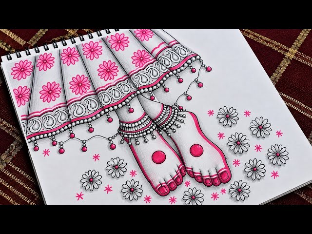 Maa Durga Feet Drawing | Devi Charan Sketch | Easy Goddess Drawing | Step by Step