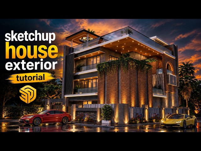 Exterior Tutorial Sketchup 2026 + V-Ray 7 Render | House Exterior | SKETCHUP IT #6