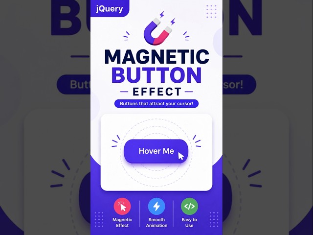 🧲 Magnetic Button Effect with jQuery | Modern Web Animation #coding #Shorts