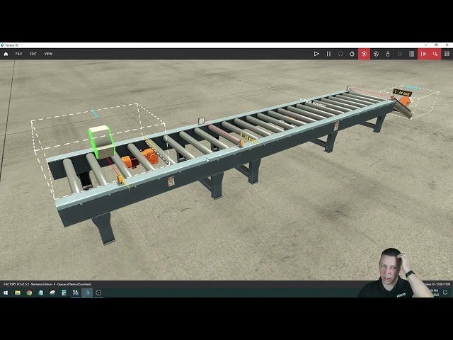 Factory IO - 4 - Queue of items (Counters) using a Siemens S7-1200 CPU with TIA Portal.