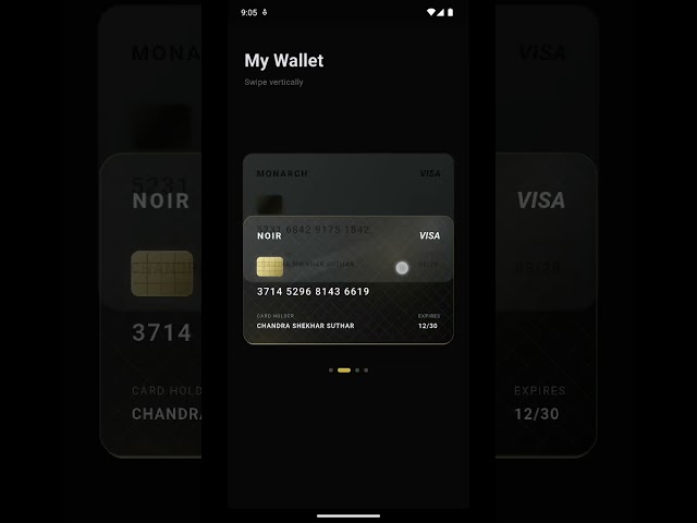 Designed and created wallet cards ui component in Flutter.