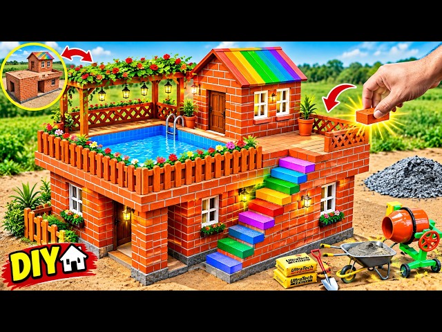 🔥Tractor Builds a Brick House With a Mini Pool 🚜🏊 | DIY Construction Science Project