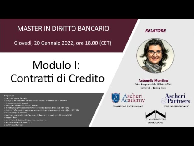 Master in Banking Law - Module I: "Credit Agreements"