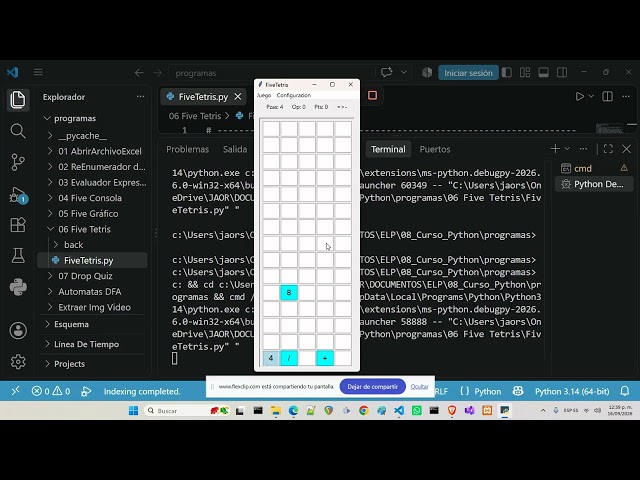 Python Program Five Tetris Game | Free School of Programming