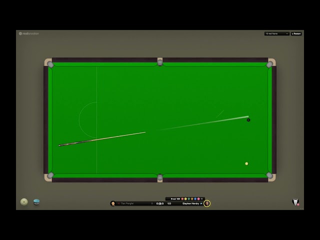 Finishing up a 136 break playing by Stephen Hendry - Realsnooker.com