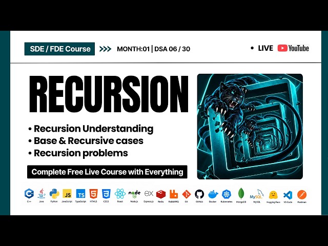 Recursion in DSA | Base & Rec. Cases | Understanding of Rec. | 4-Month FDE/SDE Free Course | Ep. 05