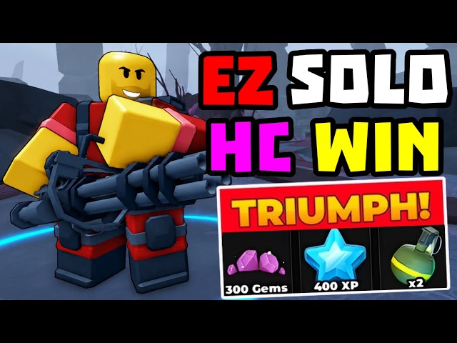 SOLO Hardcore Triumph with Normal Minigunner + Full Guide | TDS Tower Defense Simulator