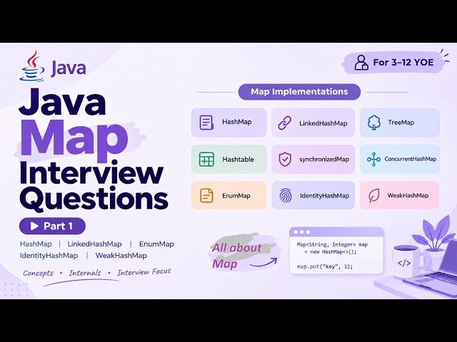 Java Map Interview Questions | HashMap, LinkedHashMap, EnumMap, IdentityHashMap, WeakHashMap | Part1