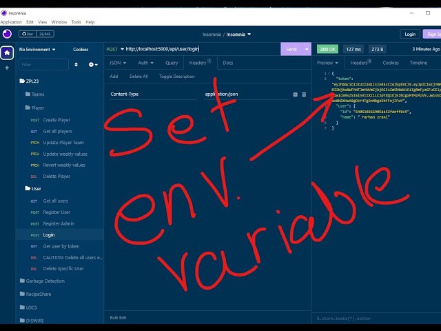 Insomnia - Use VALUE from one request in another