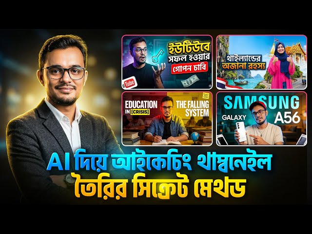 AI thumbnail maker bangla  । Free AI  দিয়ে থাম্বনেইল তৈরি করার সিক্রেট মেথড ।AI Tutorial in bangla