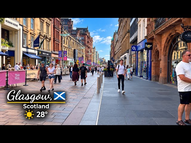 Summer in Glasgow, Scotland ☀️ | 28°C on the Hottest Day | City Centre Walking Tour 4K.