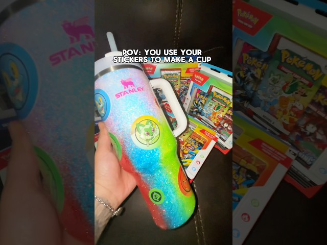 I used my first partner 3 stickers to make a cup 🥰 #glittertumbler