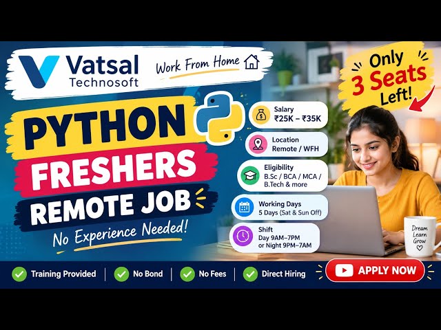 Remote Job Opportunity | Python Freshers WORK FROM HOME JOB