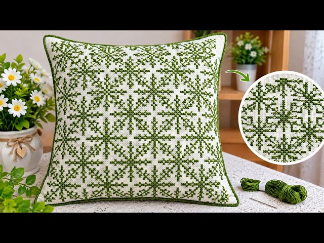 Beautiful Cross Stitch Cushion Cover Design | Easy Embroidery Cushion Cover Tutorial 