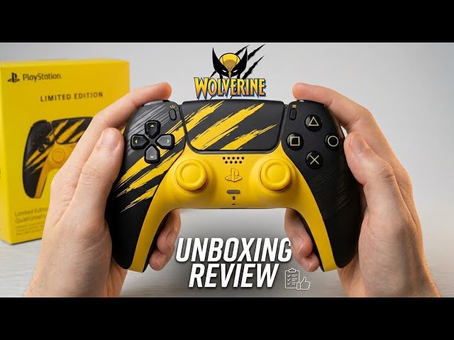PS5 Marvel's Wolverine - SONY PlayStation DualSense Controller Battle Yellow - Unboxing Review 