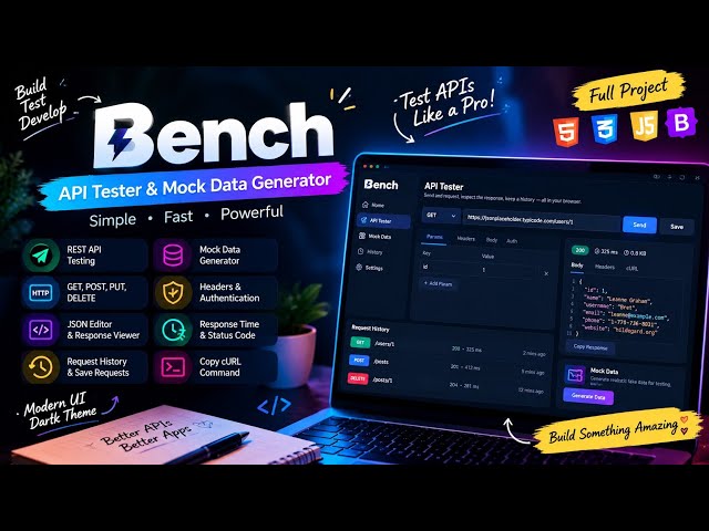 Bench 🔥 | API Tester & Mock Data Generator | HTML, CSS & JavaScript Project | Full Project