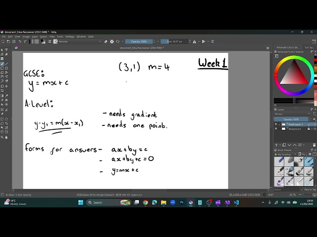 A-level maths: Equation of a straight line, Distance between 2 points