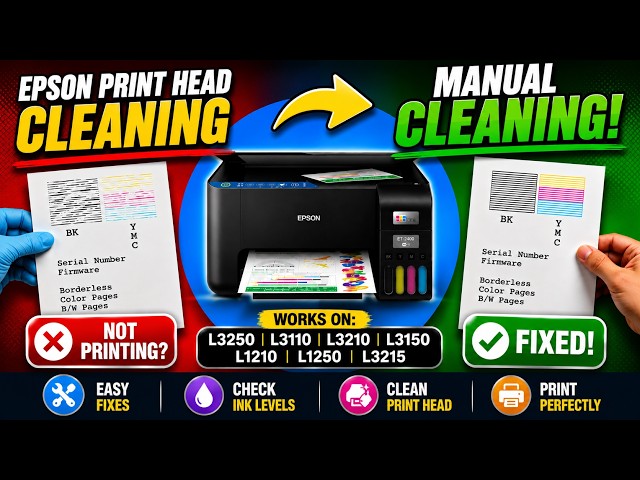 How To Clean Epson EcoTank Printhead Manually – L3250, L3110, L3210, L3150, L1210, L1250 & L3215