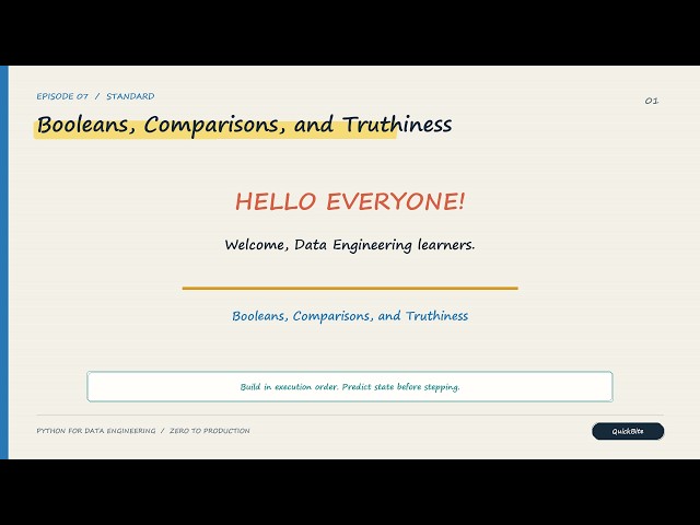 Booleans, Comparisons, and Truthiness in Python | Data Engineering Ep 07