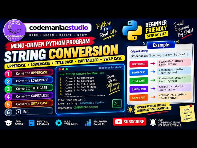 Menu-Driven Python Program for String Conversion | Python Tutorial