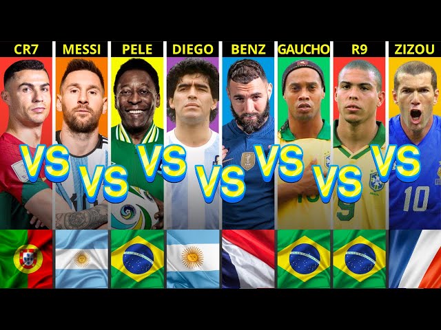 Comparison: Ronaldo vs Messi vs Maradona vs Pele vs Ronaldo R9 vs Ronaldinho vs Benzema vs Zidane