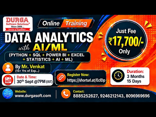 DATA ANALYTICS with AI/ML Online Training @ DURGASOFT