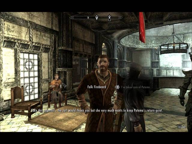 Falk Firebeard after I return Potema's remains. (Skyrim)