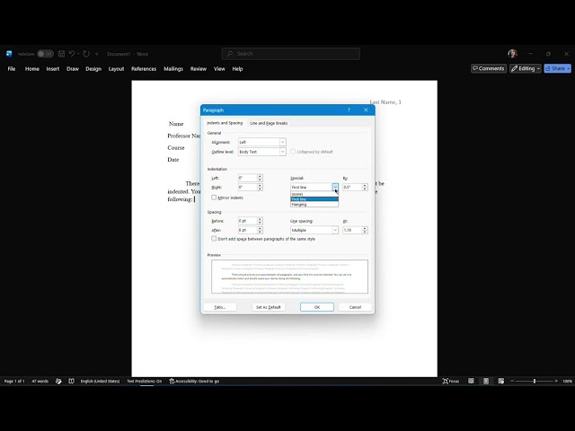 Format: Word Document Example