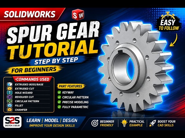 Create a Spur Gear in SolidWorks 🔥 | Beginner-Friendly CAD Tutorial