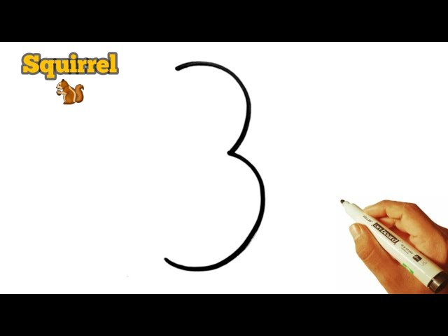 How to draw Squirrel 🐿️ from 3 number very easy 
