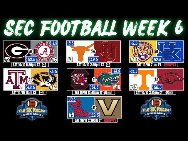 Week 6 SEC Preview: Upsets Brewing as 4 Top 15 Teams On The Road