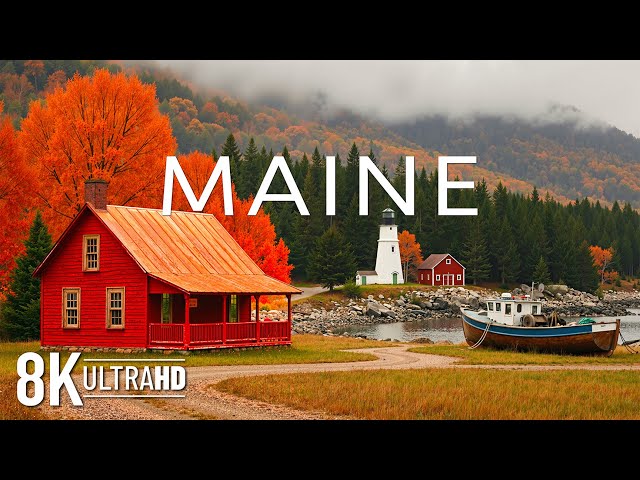 Maine in Autumn 8K UHD 🍁 Vibrant Fall Foliage, Coastal Charm & Scenic Forest Landscapes - Autumn 8K