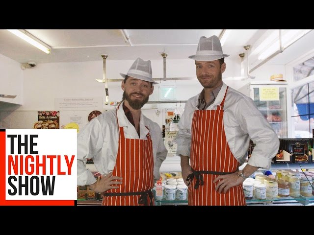 Ross Marquand And Tom Payne from The Walking Dead Promote Rossiters Butchers | TNS Online Exclusive