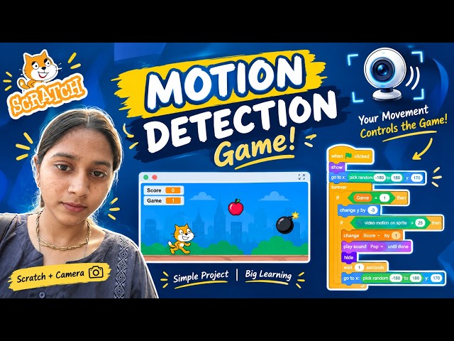 Scratch Game Using AI Video Motion Detection! 🍎💣 | Scratch Game Project