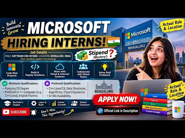 Microsoft Software Engineer Internship 2027🚨| Eligibility, Stipend & How to Apply | CSE Students#job