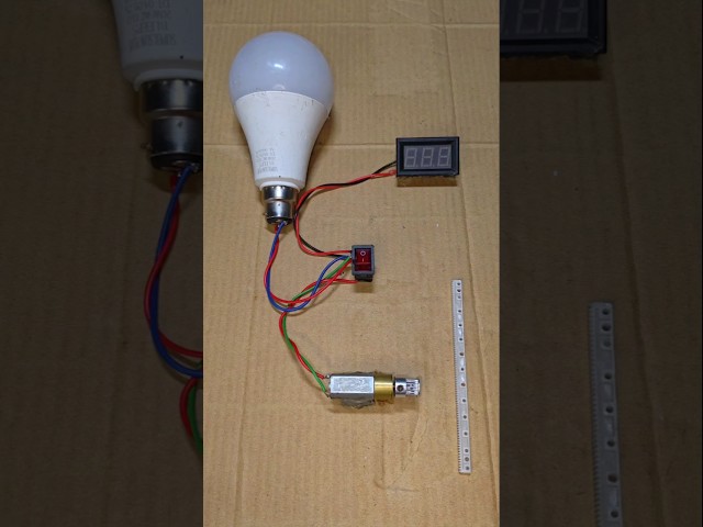 I Powered A LED Light & Digital Voltmeter With Rack And Gear Motor _ DC Motor #dcmotor #tech #shorts