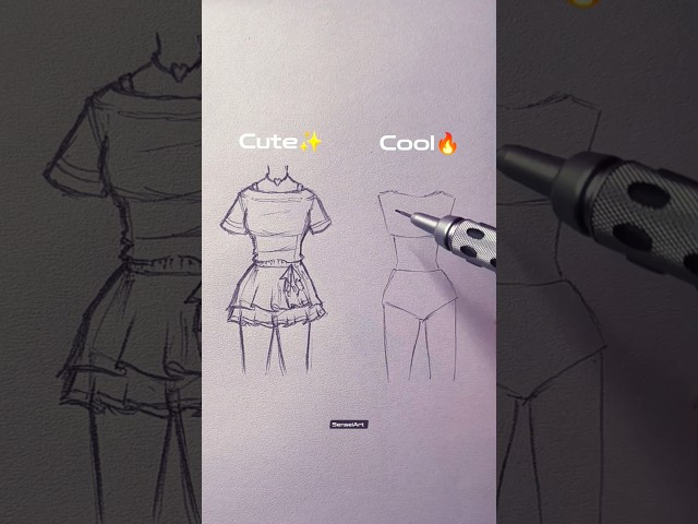 Easy dress types drawing tutorial ✏️ #drawing #dress #sketch #howtodraw #tutorial #shorts